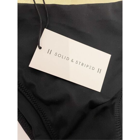 NWT Solid & Striped Bikini Bottom Bella Bottom size Small Black Gold - Picture 9 of 10